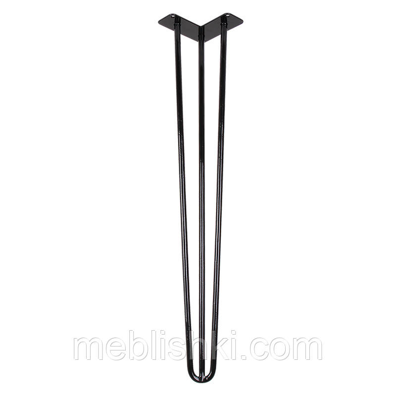 Ніжка меблева HAIRPIN Leg 3ROD Big һ71см, чорна глянцева