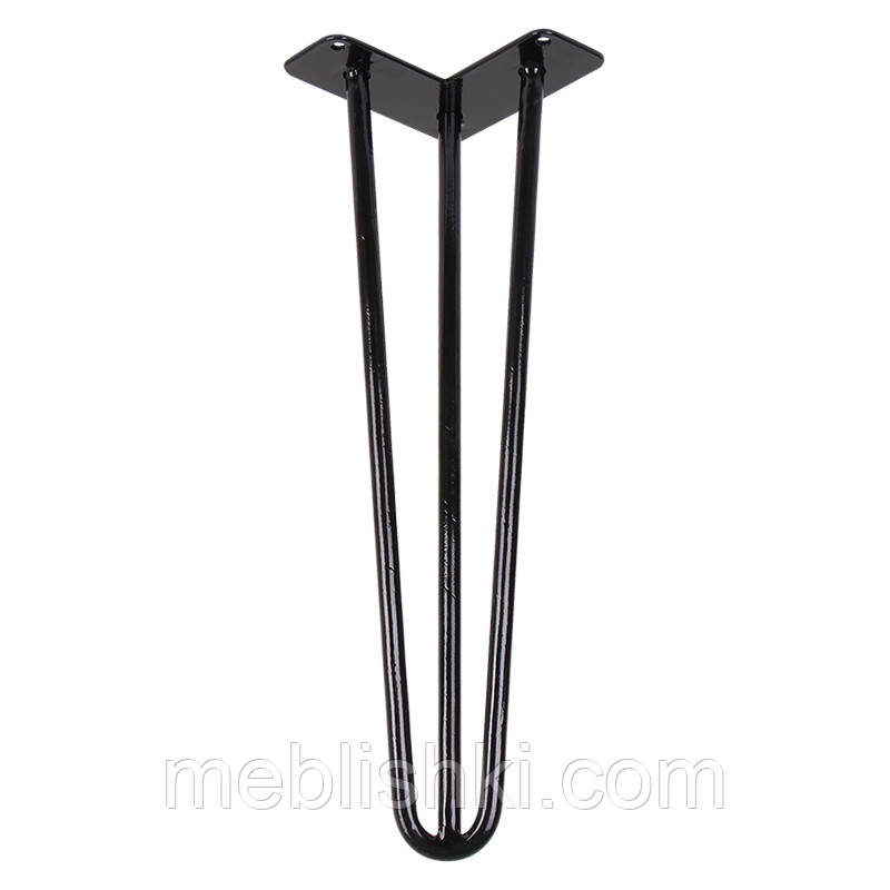Ніжка меблева HAIRPIN Leg 3ROD Small һ41см чорна, глянцева