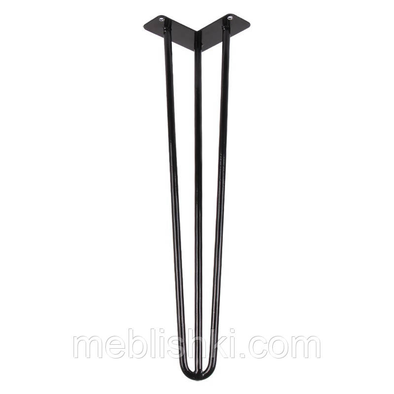 Ніжка меблева HAIRPIN Leg 3ROD Big h55 см, чорна глянсова
