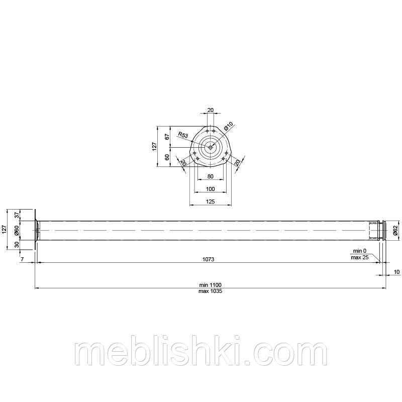 Нога мебельная D=60мм, Н=1100мм, матовый никель - фото 2 - id-p507054583