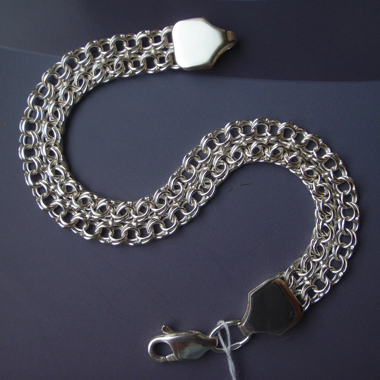 Срібний браслет, 205мм, 12 грам, плетіння подвійний Бісмарк
