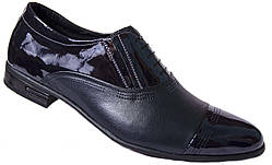 Лакові чоловічі туфлі "Strado". Темно-сині. Натуральна шкіра + лак