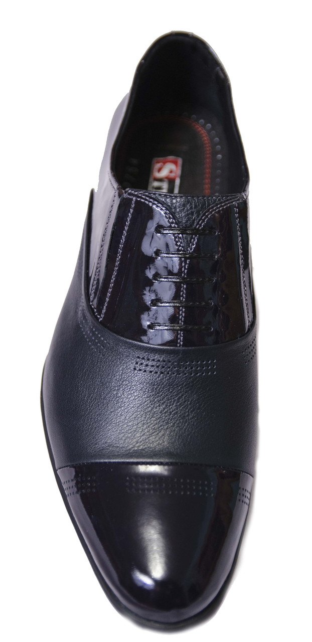 Лаковые мужские туфли "Strado". Темно-синие. Натуральная кожа + лак - фото 8 - id-p507102775