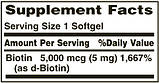 Біотин для волосся Nature's Bounty, 5000 мкг, 72 швидкорозчинних таблетки, фото 2