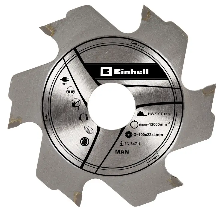 Диск Einhell 100 мм 6 зубьев 3.8 мм для ламельного фрезера прочный металл для обработки дерева, фото 1