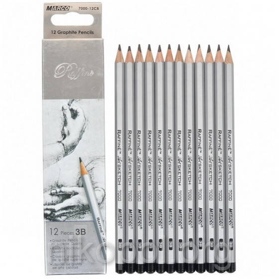 

Карандаш простой MARCO Raffine 7000-12CB "3B", мягкий, Черный