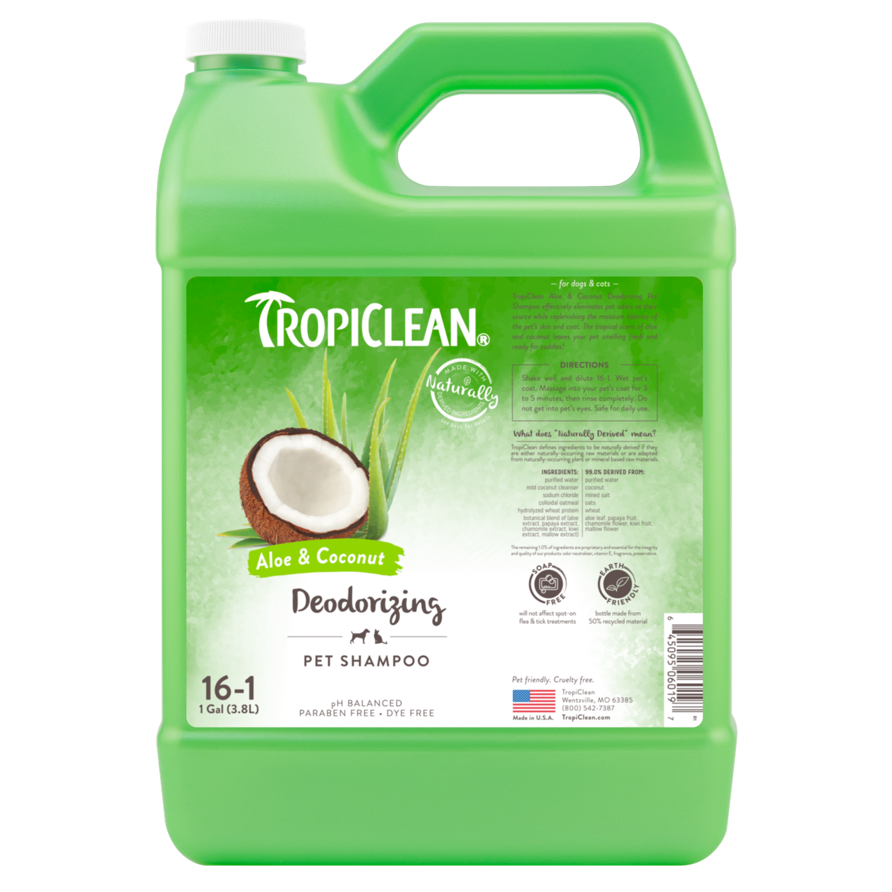 

Шампунь Tropiclean Aloe & Coconut 3.8л "Алое и кокос" для собак и кошек (Тропиклин)