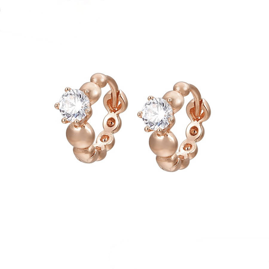 

Серьги-кольца с белыми кристаллами Xuping позолота 18к.