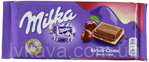 Молочний шоколад Milka Cherry Creme , 100 гр, фото 2