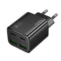 Сетевое зарядное устройство HOCO N56 Fundador four-port PD30W(2C2A) charger(EU) Black AllInOne -market-without-queues-