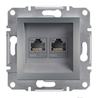 Розетка компьютерная двойная RJ45 кат.5е UTP сталь Asfora Schneider Electric EPH4400162
