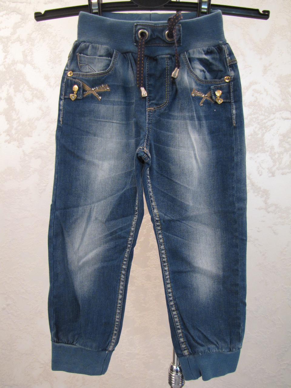 Джинси для дівчинки зріст 104 на гумці з манжетом, фото 1