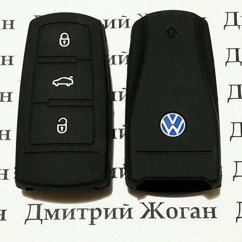 Чохол (чорний, силіконовий) для смарт ключа Volkswagen (Фольксваген) 3 кнопки, фото 2