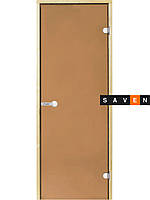 Стеклянные двери для сауны Harvia 60х190 бронза коробка ольха/осина