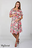 Шикарна літня сукня з штапелю для вагітних і годування Roxolana DR-27.101, квіти на коралі, розмір 44, фото 2