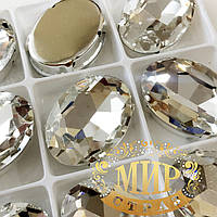 Великі стрази в ланцюгах, Овал, розмір 18х25, колір Crystal, 1 шт.