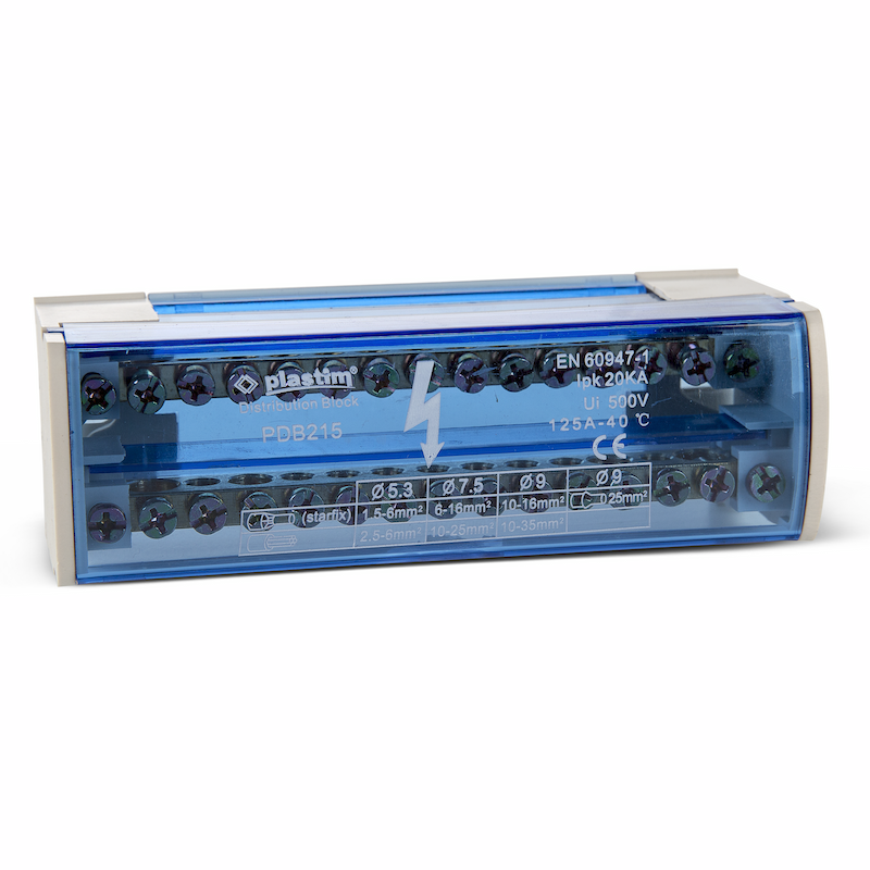 Крос-модуль 2х15, нульова шина в корпусі, монтаж на DIN рейку