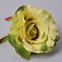 Головка троянди 8 см біла з жовто-зелена Квіти штучні