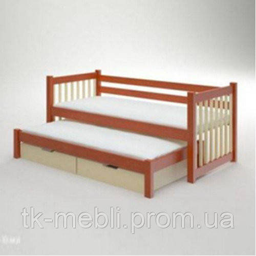 Ліжко дерев'яне два спальних місця Саванна (висувне спальне місце)