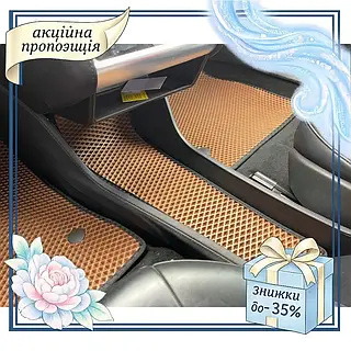Килимки EVA для Tesla Model S 2012-2021 коричневі гумовий килимок для салону захисту від бруду KVI_12