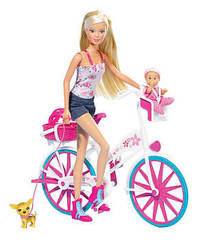 Лялька Штеффі з малюком і чихуахуа на велосипеді Simba 5739050