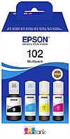 Чернила для заправки Epson C13T03R640 EcoTank Multipack 102 шт., оригинальные чернила Epson, черный, голубой, желтый, пурпурный, 3