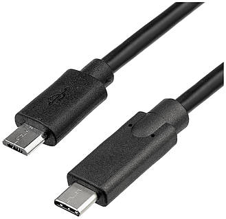 USB-кабель Akyga с разъемом Micro-B (штекер) и разъемом USB-C® (штекер), 1,00 м, черный, AK-USB-16