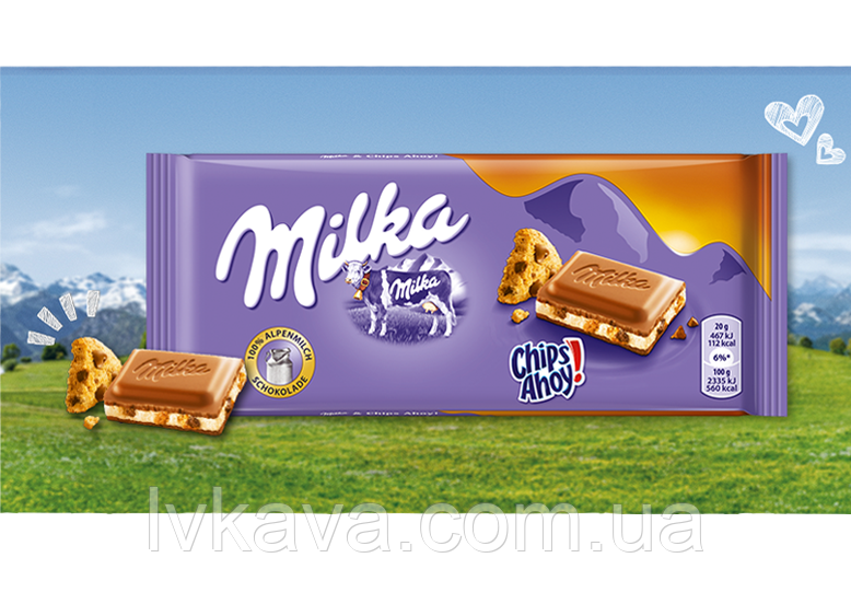 Молочний шоколад Milka Chips Ahoy, 100 г