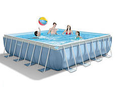 Каркасний басейн Intex 26798, ( 488х488х122 см) (Картріджний фільтр 5678 л/год, тент, підстилка, сходи), фото 2
