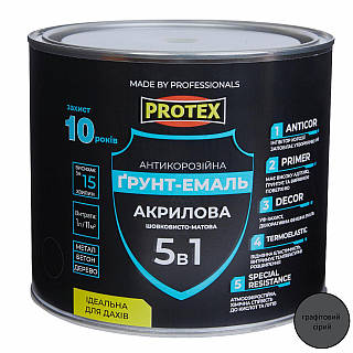 Грунт-эмаль 5в1 акриловая ОР антикоррозионная PROTEX RAL 7024 графитовый серый 2.4кг 2л