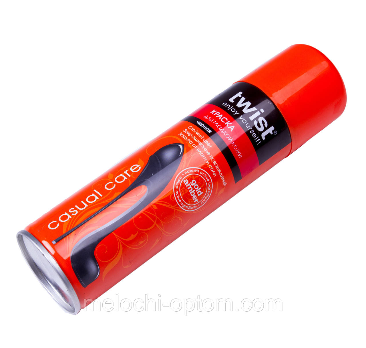 Фарба для взуття TWIST (250+50ml) аерозоль, чорна для гладкої шкіри, фото 1