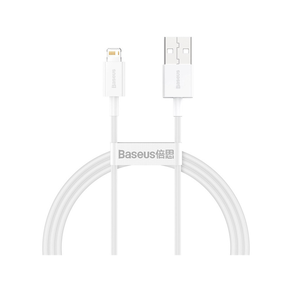 Дата кабель USB 2.0 AM to Lightning 1.0m 2.4A white Baseus (CALYS-A02), фото 1