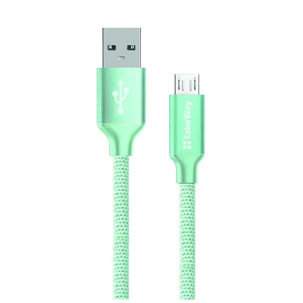 Дата кабель USB 2.0 AM to Micro 5P 1.0m mint ColorWay (CW-CBUM002-MT), фото 1
