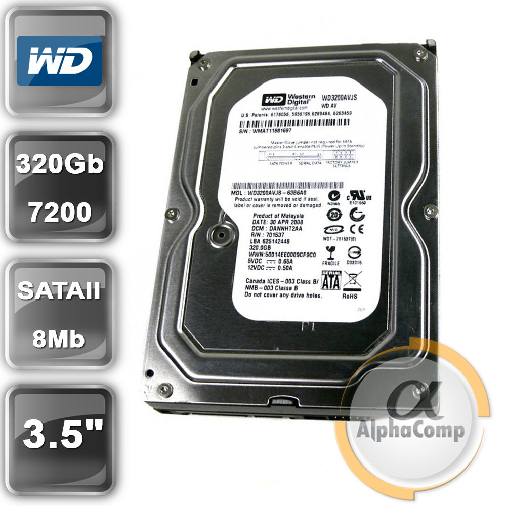 Жорсткий диск 3.5" 320 Gb WD WD3200AAKS (7200/8Mb/SATAII) БУ