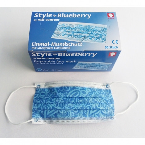 Маски Style Blueberry, сині з малюнком 50 шт.