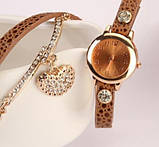 Модные стильные женские часы-браслет с подвеской  , кофейные, фото 2
