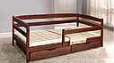 Ліжко односпальне дерев'яне з шухлядами та бічною планкою Єва, фото 2