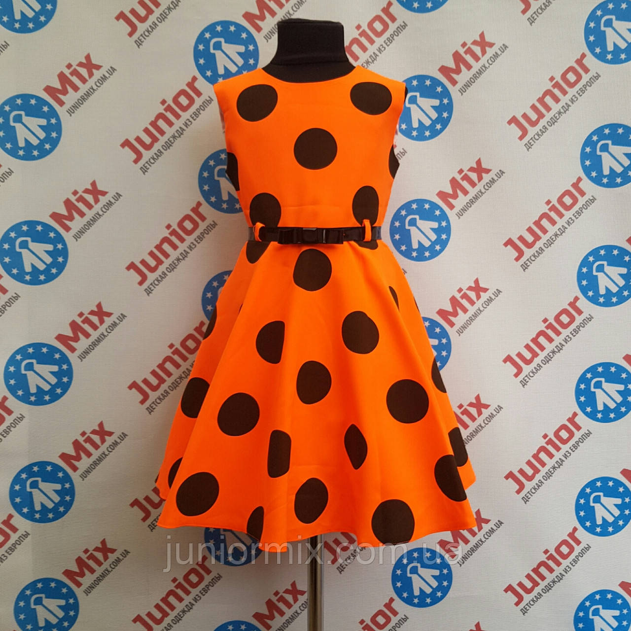 Ошатне плаття на дівчинку у великі горохи під пояс SNEKE ПОЛЬША