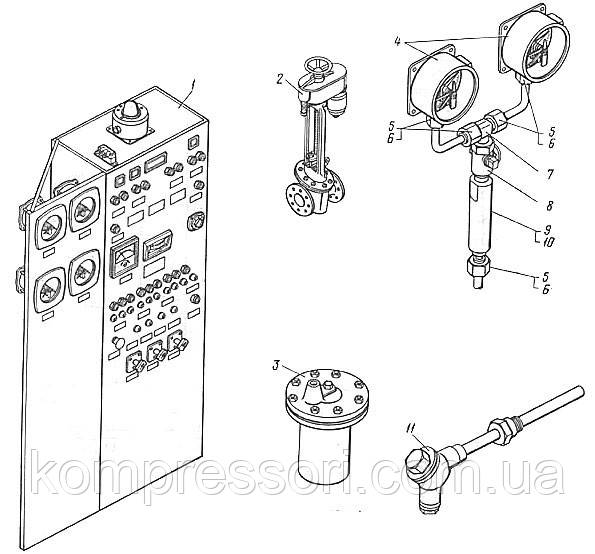 Элементы автомотизированных систем контроля, управления и защиты компрессоров 2ВМ10-63/9 и 4ВМ10-120 - фото 1 - id-p3097461