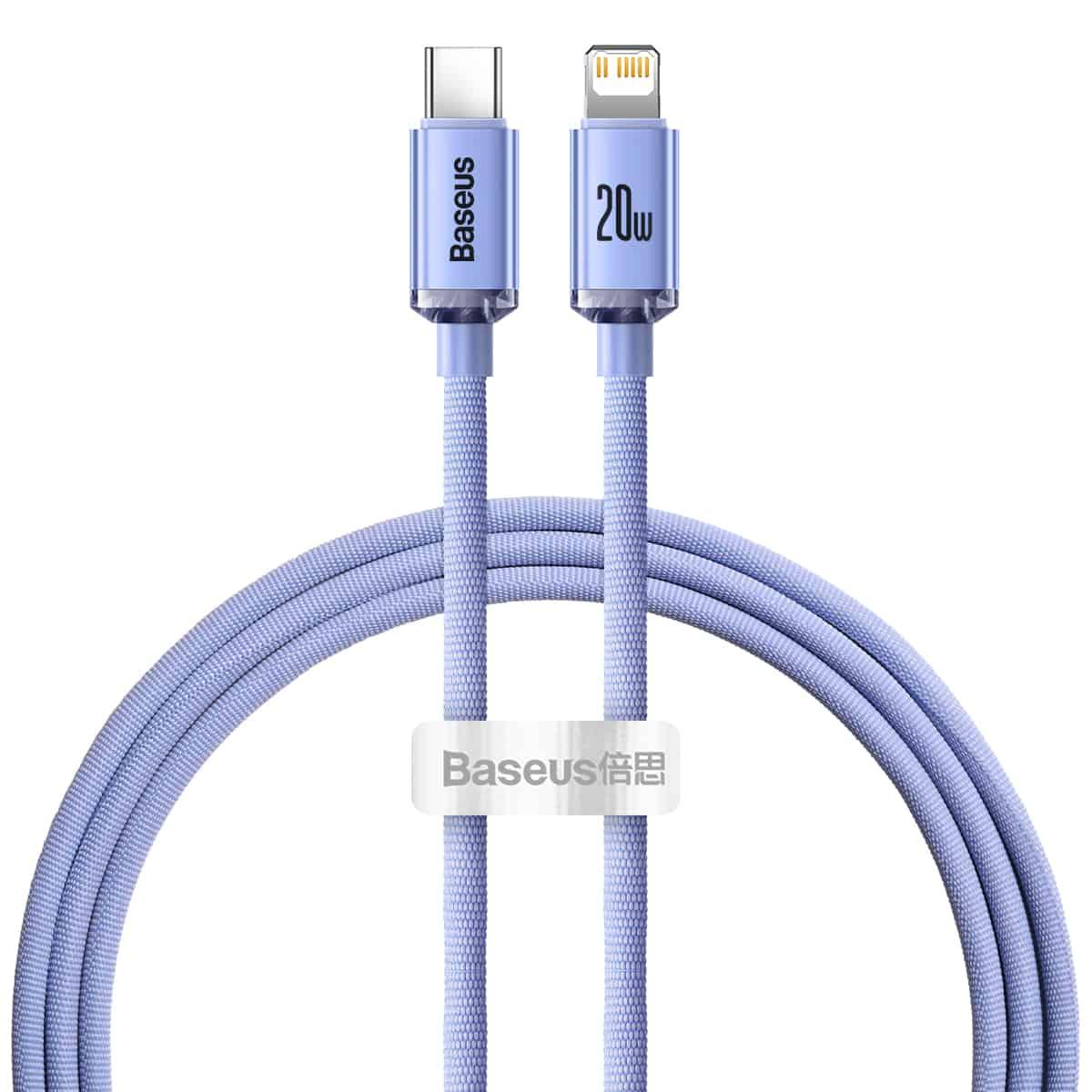 Кабель Baseus Crystal Shine Series Fast Charging Data Cable Type-C to iP 20W 1.2m Purple, фото 1
