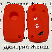 Чохол (червоний, силіконовий) для викидного ключа Fiat (Фіат) 3 кнопки