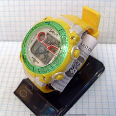 Дитячий годинник Polit 633 у колбі з підсвічуванням число місяць тижня будильник секундомір Жовтий