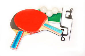 Набір для настільного тенісу (2 ракетки + 3 кульки +сітка зі стійками). (S-12002)