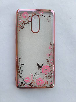 Силіконовий чохол Xiaomi Redmi 4 Pro з рамкою зі стразами Прозорий / Рожевий