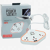 Мережевий фільтр з 4 USB портами 3 розетки Anti-Static BKL-07 / Подовжувач з USB / Power Socket / Фільтр-подовжувач
