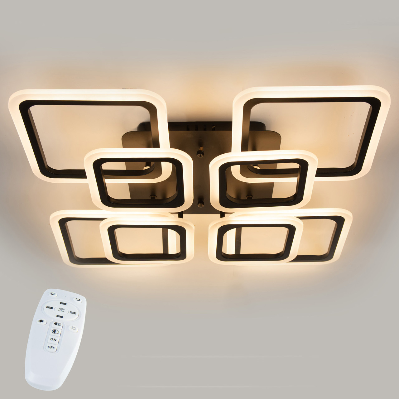 Потолочная LED люстра светильник светодиодный черный Sunlight 5331/4+4 D9-2026, фото 1