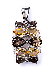 Срібна підвіска з раухтопазом і цитрином FJ-126