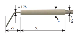Електрод іонізації/підпалювання для газових пальників. Діаметр 8 мм, довжина кераміки 60 мм, провідник 22 мм