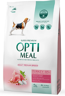 Корм Opti Meal для собак средних пород Индейка 4 кг