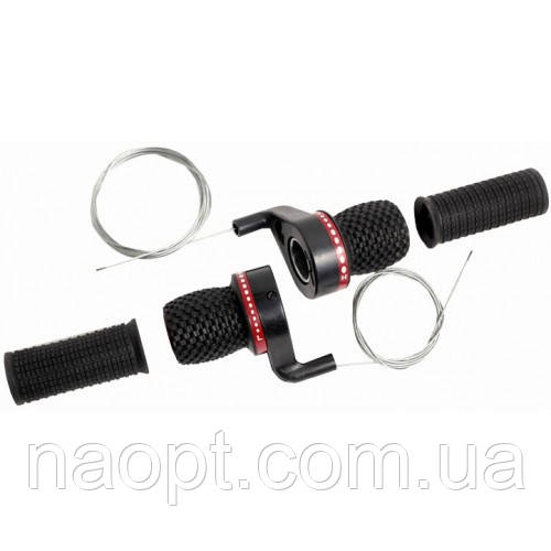 Грипшифт червоний до 10 швидкостей. Манетка велосипед. Монетки на велосипед. Перемикач швидкостей велосипед, фото 1